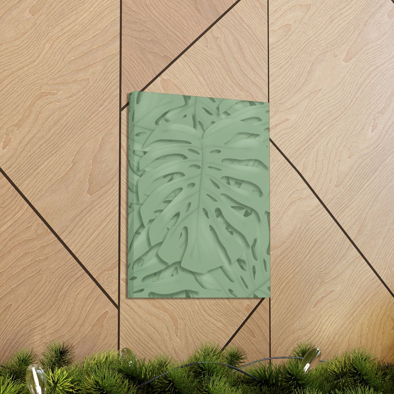 Deep Sage Monstera Canvas