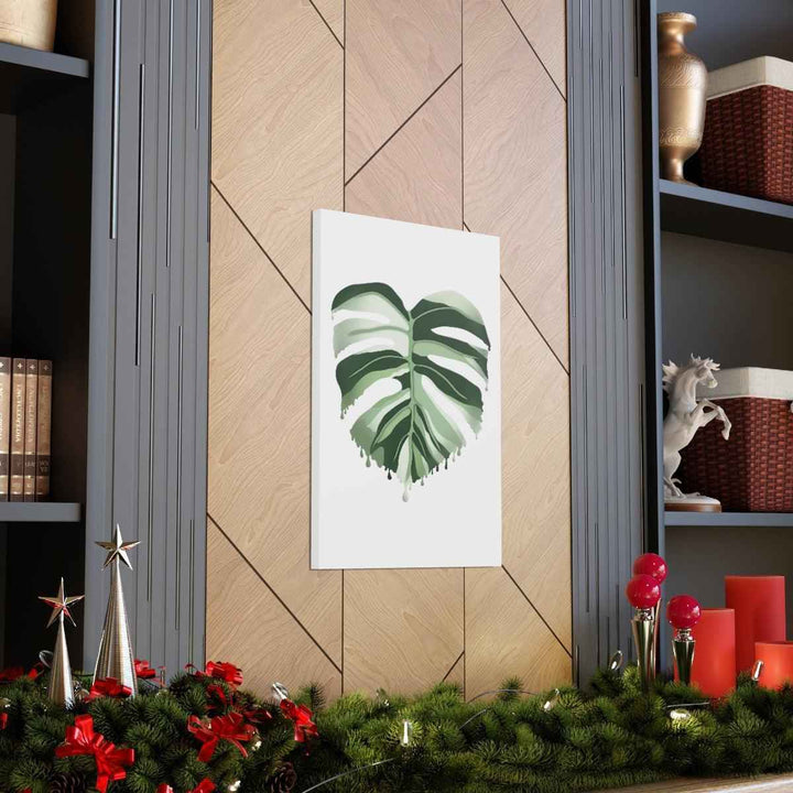 Melting Monstera Albo Canvas | Large Botanical Canvas Art Print With Matte Finish