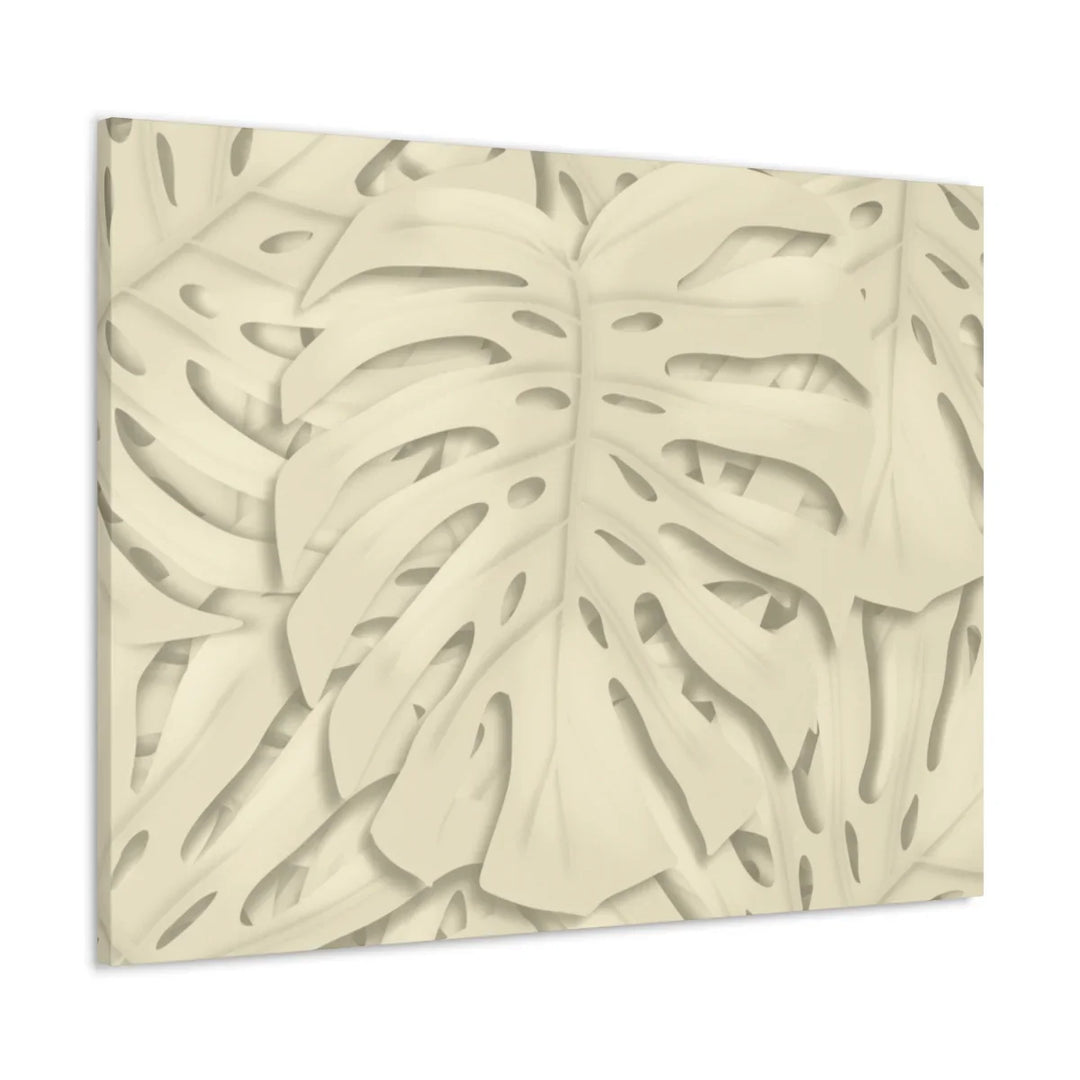 Monstera Canvas Print – Durable Cotton Stretched Canvas Art Print | Beige Botanical Wall Decor