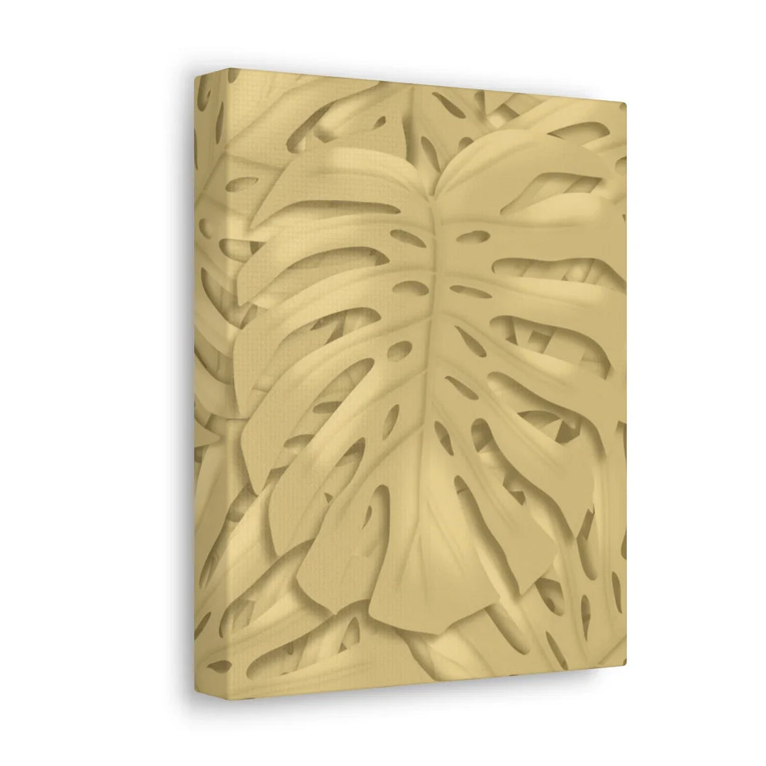 Golden Monstera Canvas - Indoor Wall Art | Durable Matte Finish Canvas Art Print
