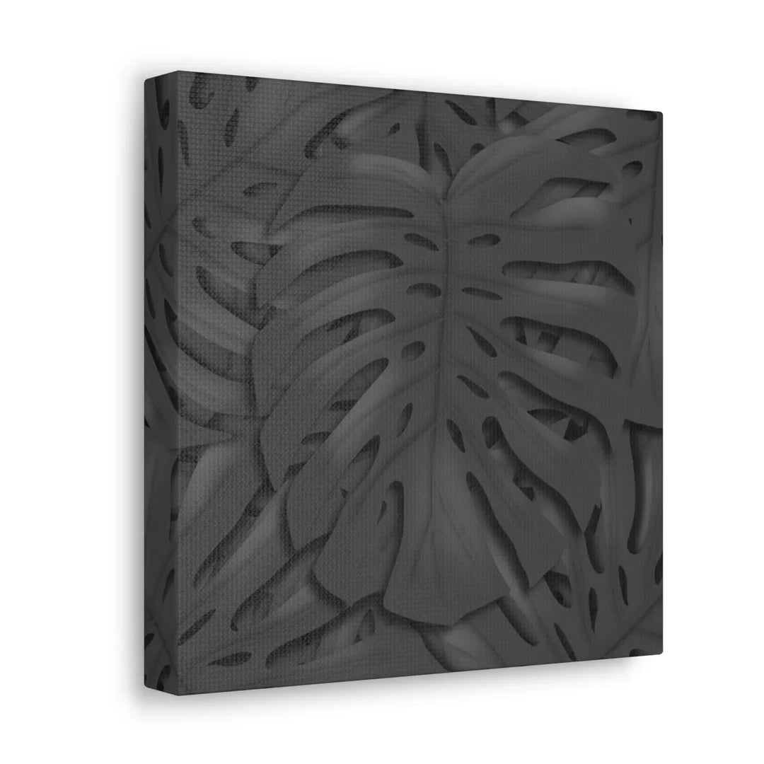 Monstera Canvas Art – Charcoal Leaf Canvas Art Print | Durable Matte Cotton Wall Decor