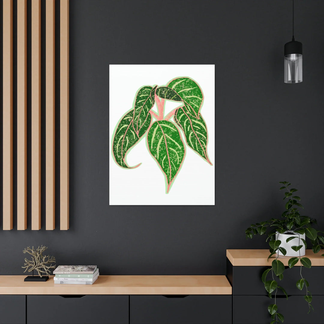Aglaonema Plant Canvas | Sparkling Plant Artwork - Colorfast Canvas Art Print Decor