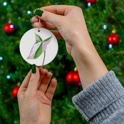 Syngonium Tricolor Ceramic Ornament, Home Decor, Laura Christine Photography & Design, Ceramic, Christmas, Glossy, Holiday Picks, Home & Living, ornament, Ornaments, Seasonal Decorations, Laura Christine Photography & Design, laurachristinedesign.com