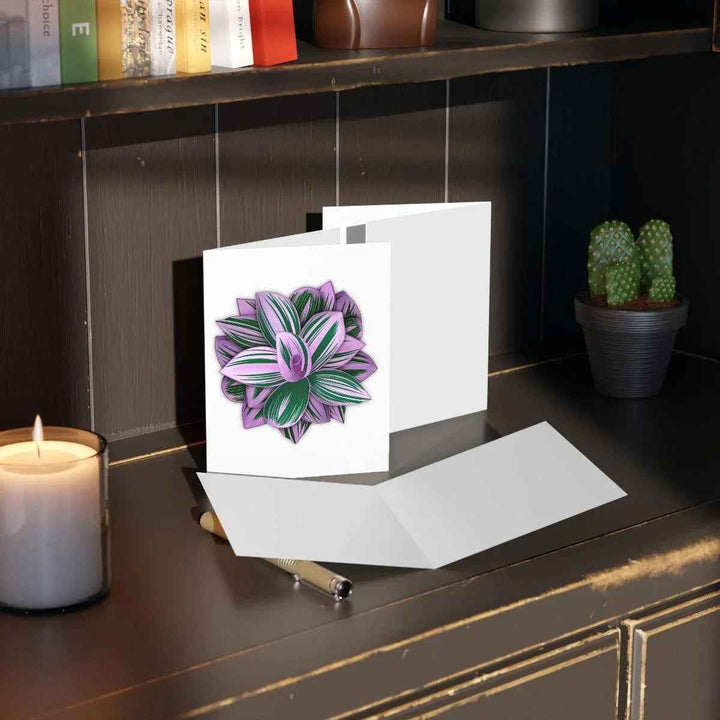 Tradescantia Nanouk Card – Floral Greeting Card with Colorful Variegated Foliage