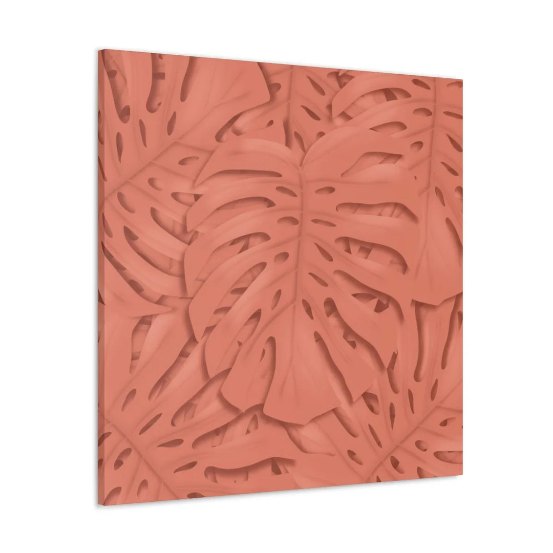Coral Monstera Canvas - Botanical Canvas Art Print With Matte Finish & Durable Cotton