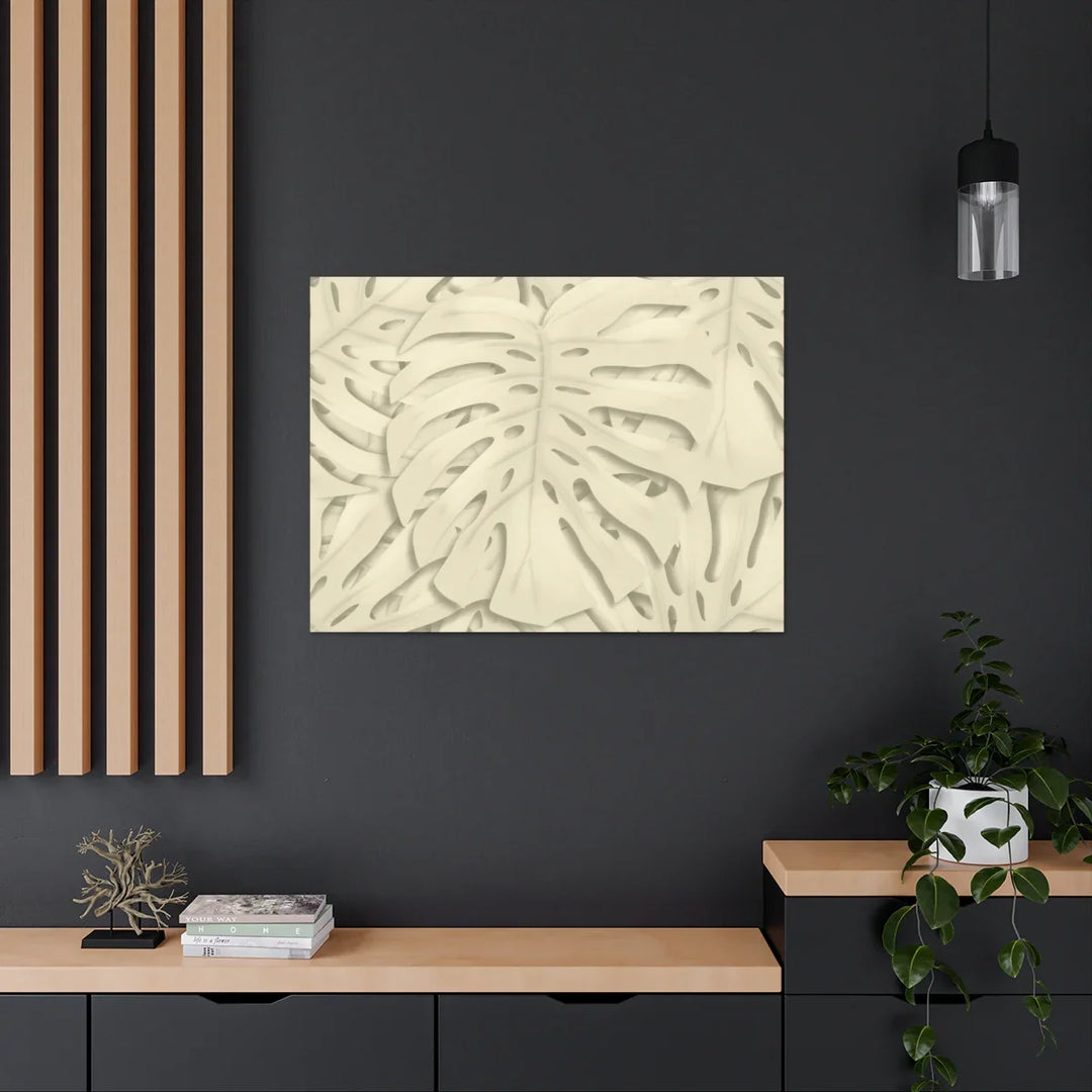 Monstera Canvas Print – Durable Cotton Stretched Canvas Art Print | Beige Botanical Wall Decor