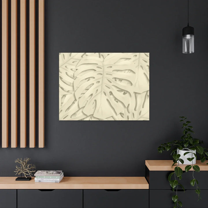 Monstera Canvas Print – Durable Cotton Stretched Canvas Art Print | Beige Botanical Wall Decor