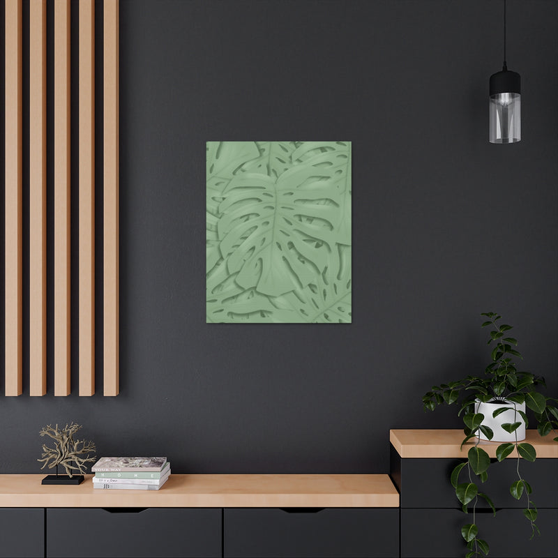 Deep Sage Monstera Canvas