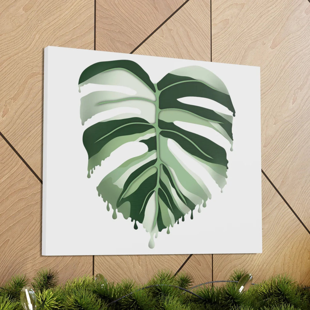 Melting Monstera Albo Canvas | Large Botanical Canvas Art Print With Matte Finish - Laura Christine Photography & Design