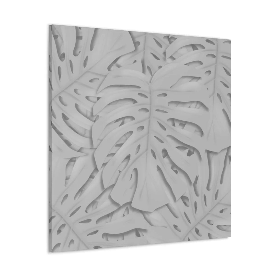 Monstera Canvas Art | Gray Canvas Print - Stretched Cotton Art Print for Indoor Wall Decor
