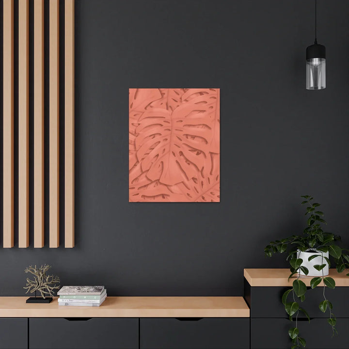 Coral Monstera Canvas - Botanical Canvas Art Print With Matte Finish & Durable Cotton