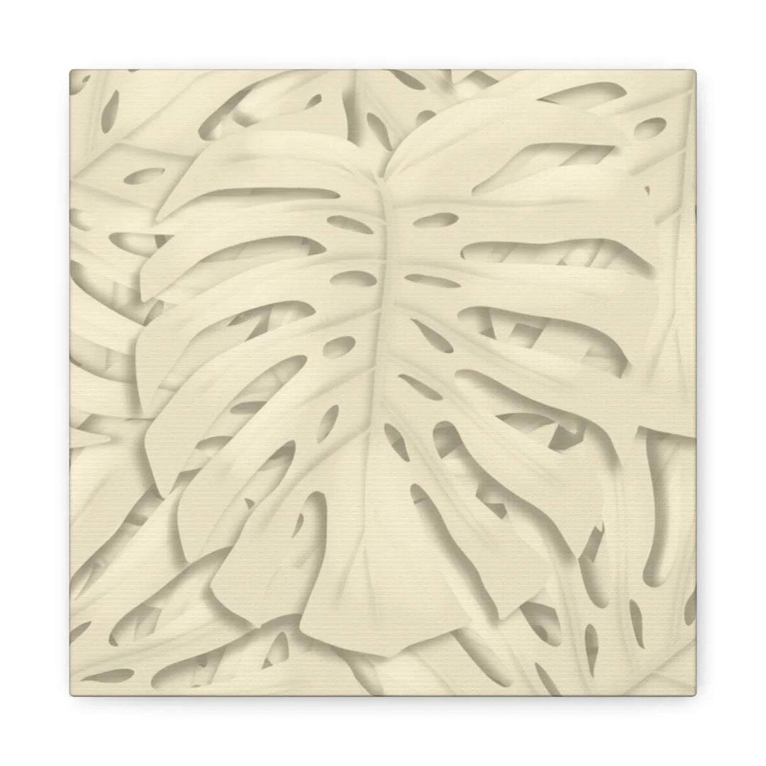 Monstera Canvas Print – Durable Cotton Stretched Canvas Art Print | Beige Botanical Wall Decor
