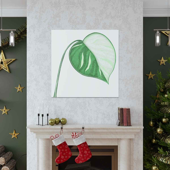 Monstera Albo Canvas | Large Tropical Leaf Artwork - Matte Finish Canvas Art Print