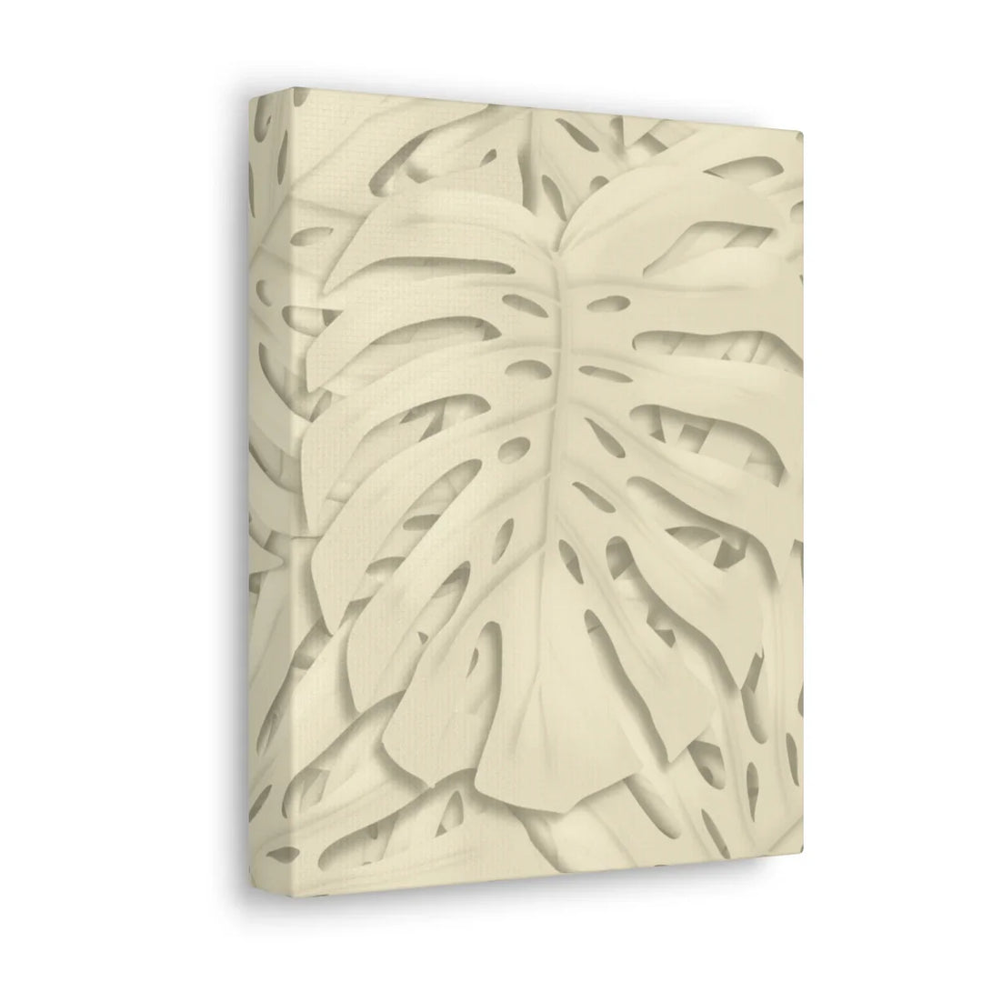 Monstera Canvas Print – Durable Cotton Stretched Canvas Art Print | Beige Botanical Wall Decor