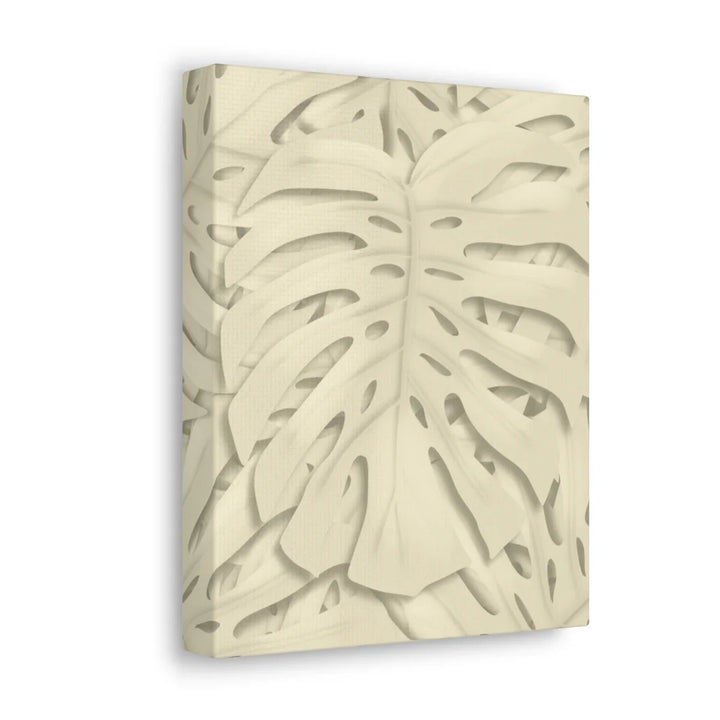 Monstera Canvas Print – Durable Cotton Stretched Canvas Art Print | Beige Botanical Wall Decor