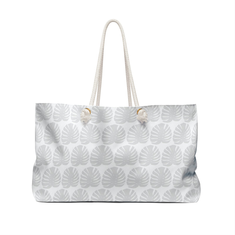 Bolsa de fin de semana con estampado Monstera gris claro