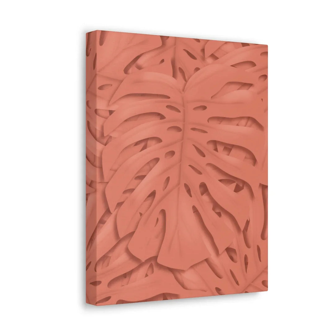Coral Monstera Canvas - Botanical Canvas Art Print With Matte Finish & Durable Cotton