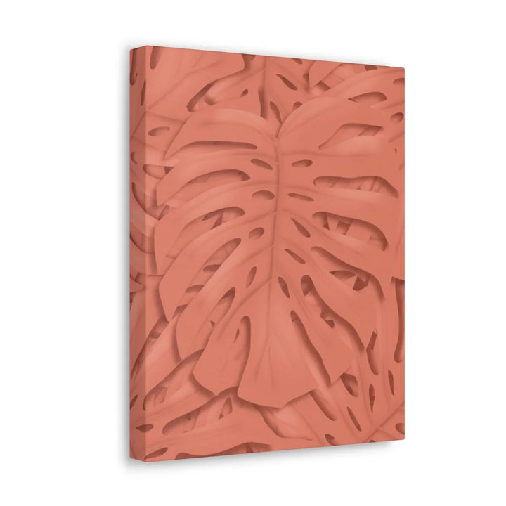 Coral Monstera Canvas - Botanical Canvas Art Print With Matte Finish & Durable Cotton