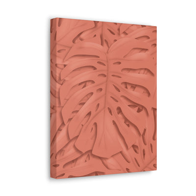 Coral Monstera Canvas