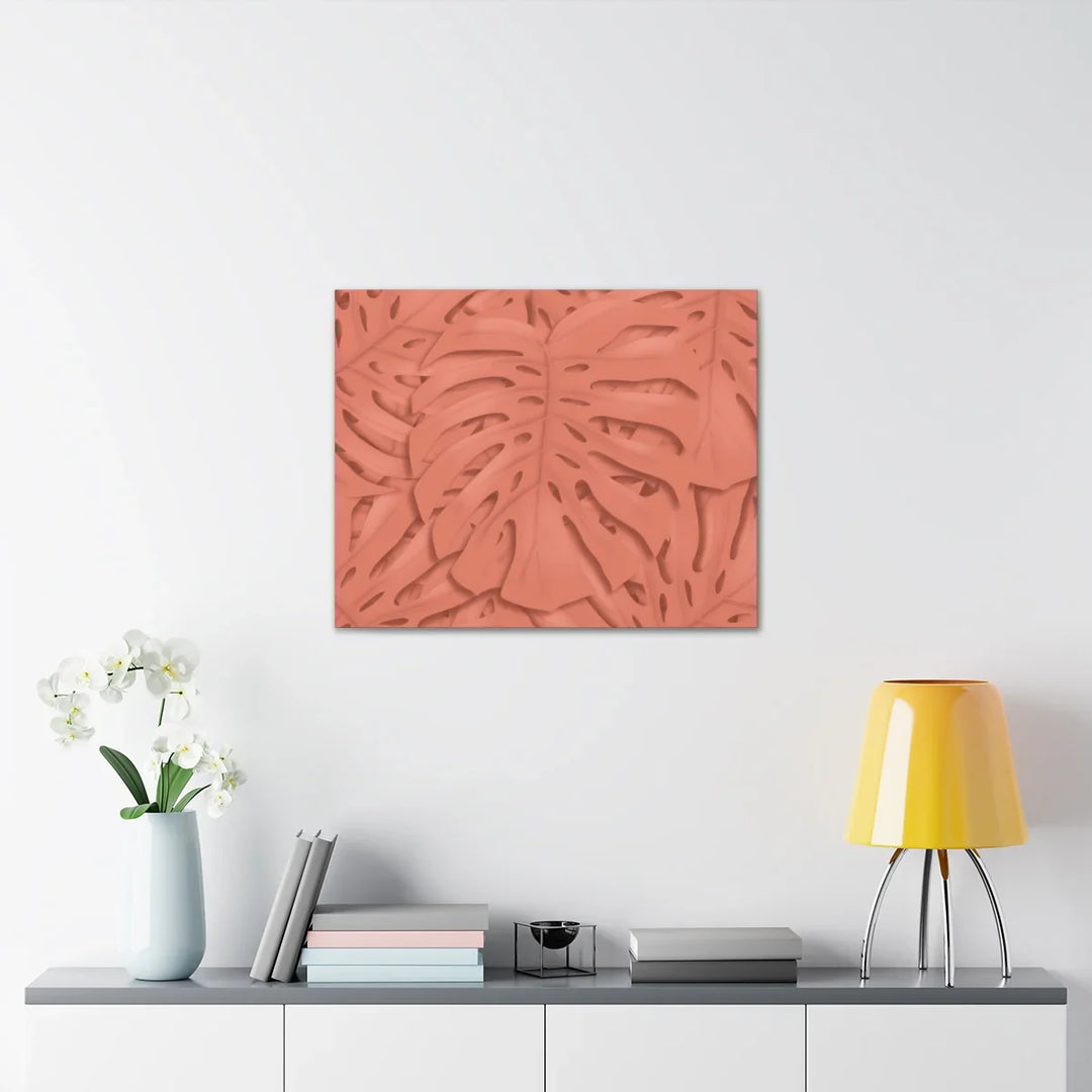 Coral Monstera Canvas - Botanical Canvas Art Print With Matte Finish & Durable Cotton