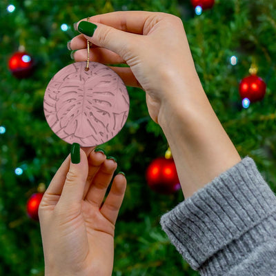 Soft Pink Monstera Pattern Ceramic Ornament, Home Decor, Laura Christine Photography & Design, Ceramic, Christmas, Glossy, Holiday Picks, Home & Living, ornament, Ornaments, Seasonal Decorations, Laura Christine Photography & Design, laurachristinedesign.com