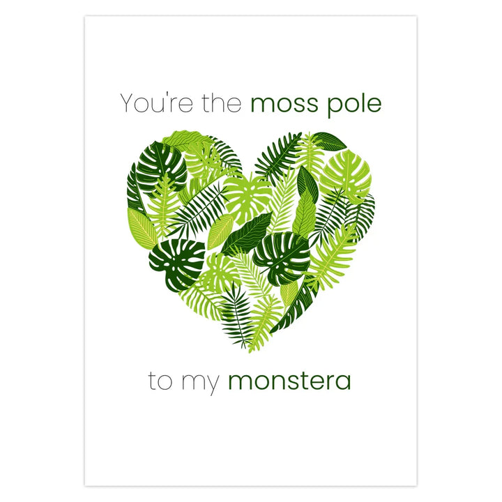 Monstera Valentines Card – High Quality Paper Botanical Greeting Card With Envelope