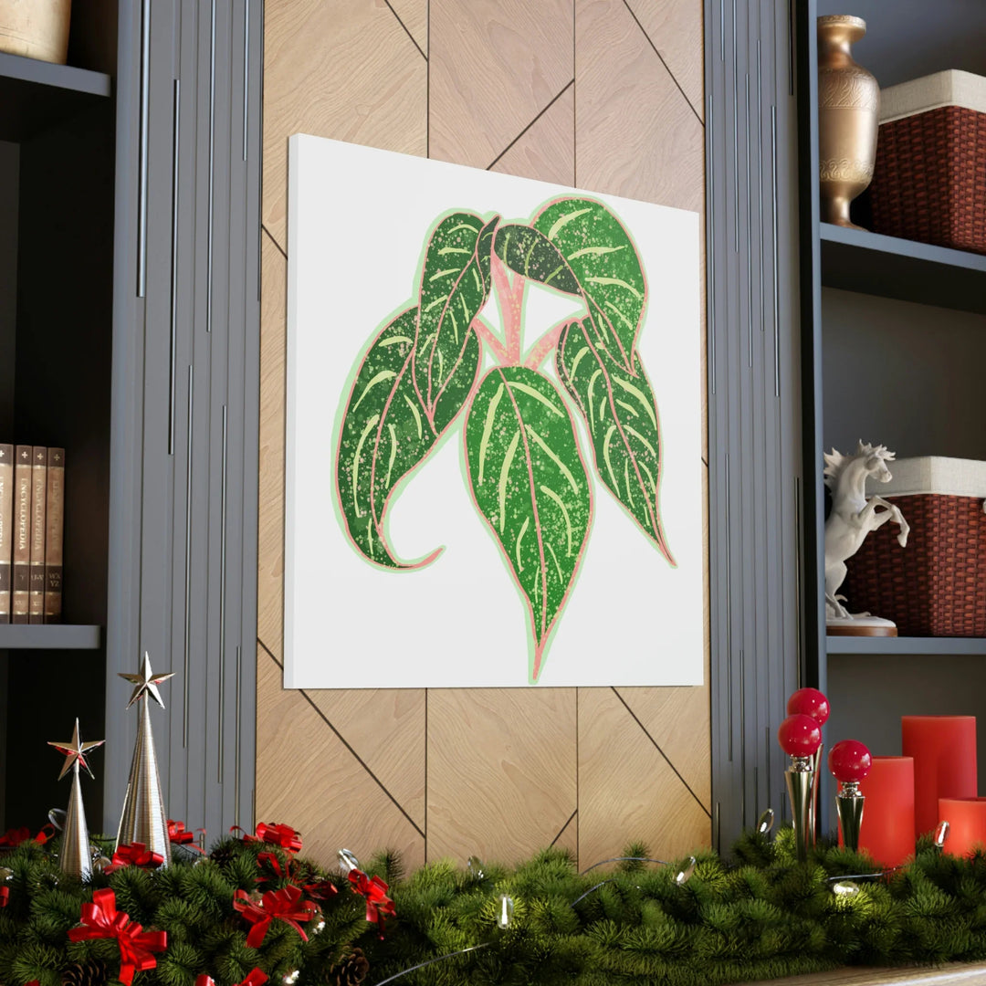 Aglaonema Plant Canvas | Sparkling Plant Artwork - Colorfast Canvas Art Print Decor