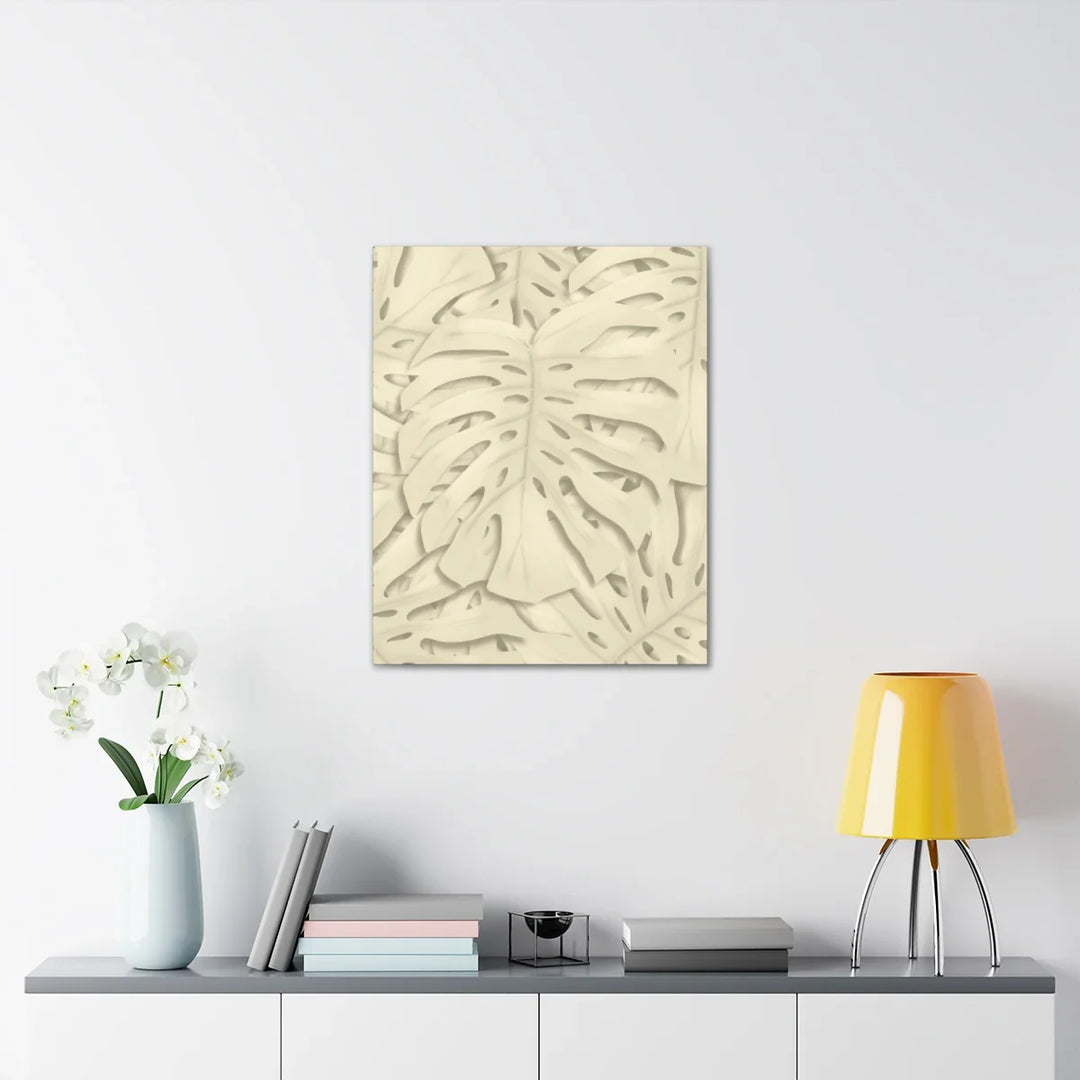 Monstera Canvas Print – Durable Cotton Stretched Canvas Art Print | Beige Botanical Wall Decor