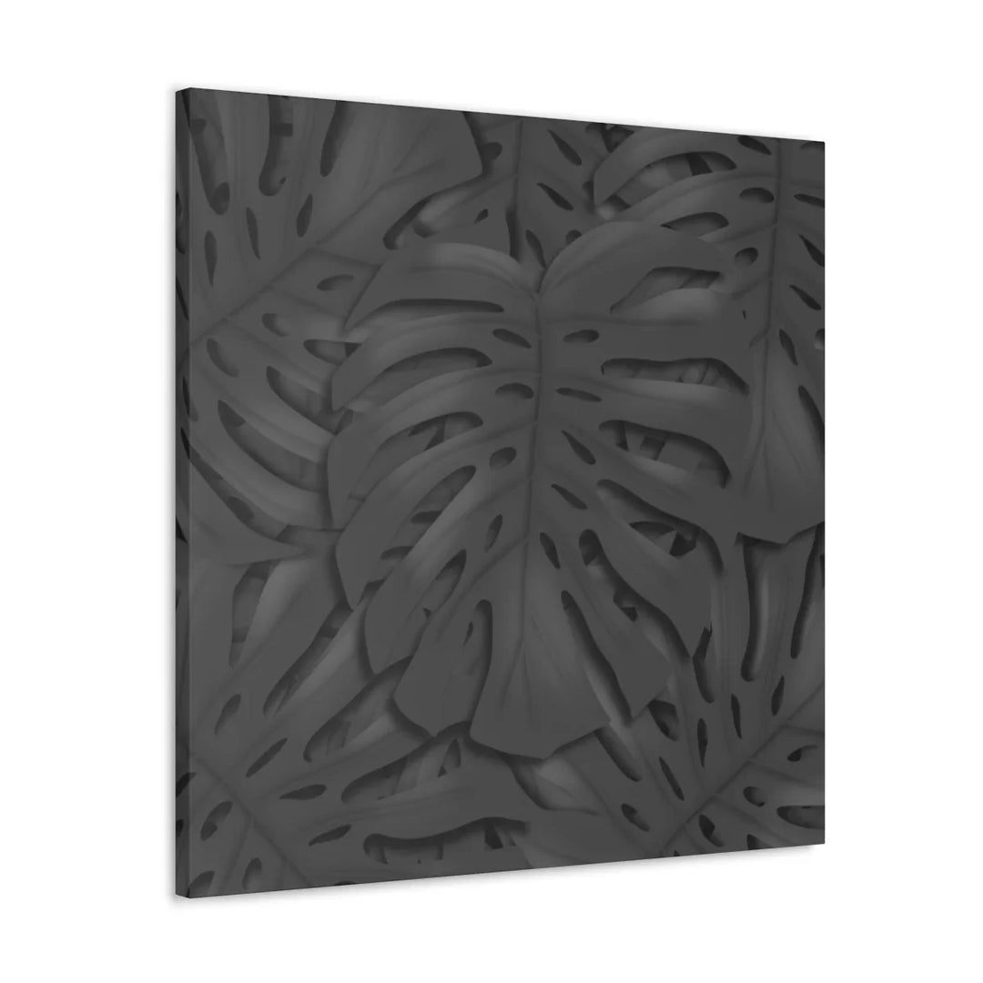 Monstera Canvas Art – Charcoal Leaf Canvas Art Print | Durable Matte Cotton Wall Decor