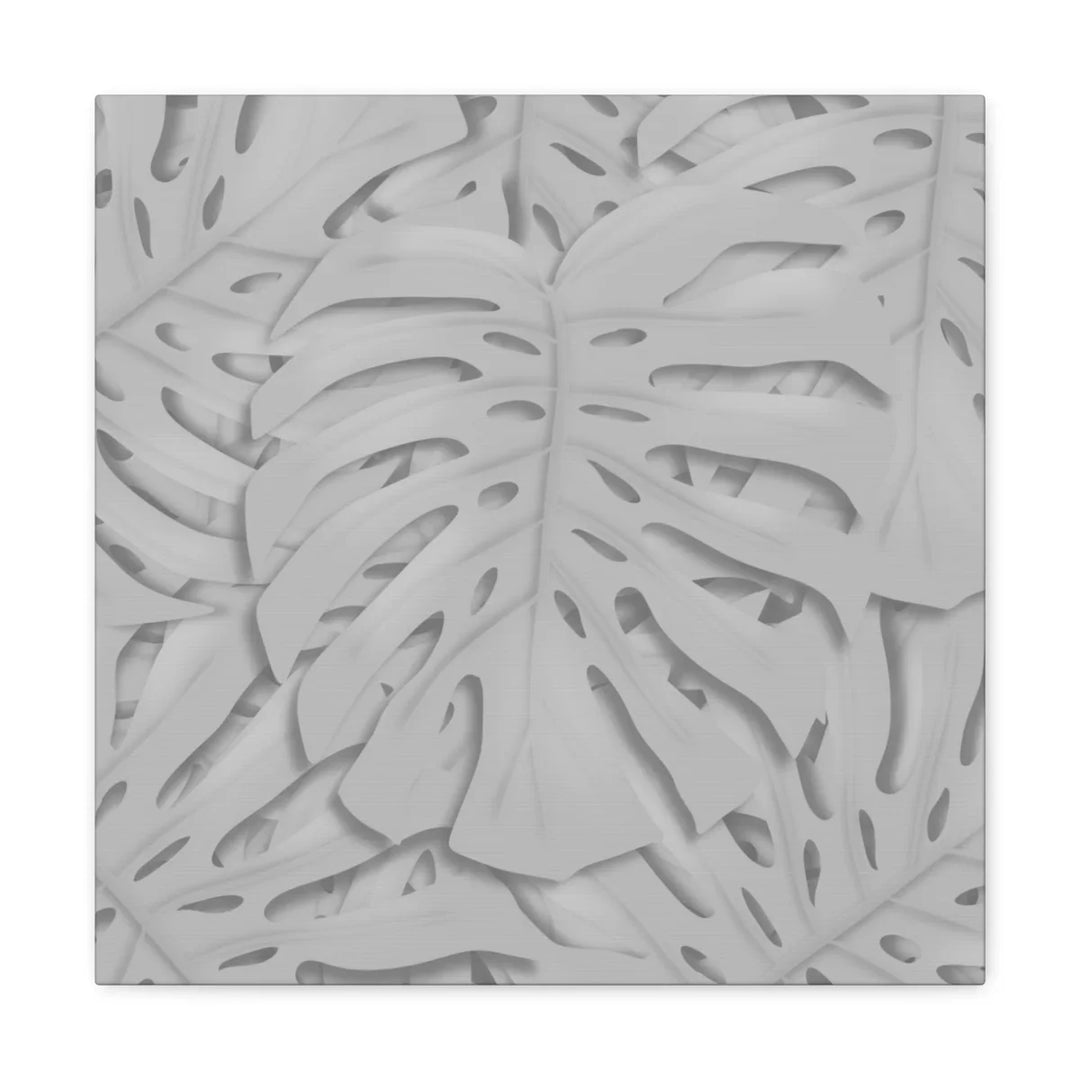 Monstera Canvas Art | Gray Canvas Print - Stretched Cotton Art Print for Indoor Wall Decor