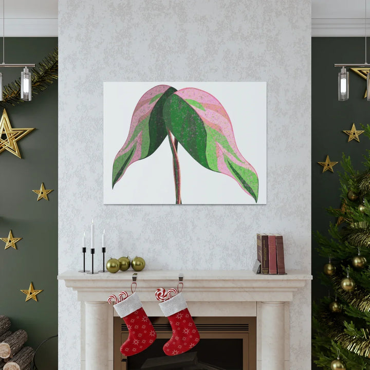 Pink Princess Philodendron Canvas Art Print – Botanical Wall Decor | Matte Finish