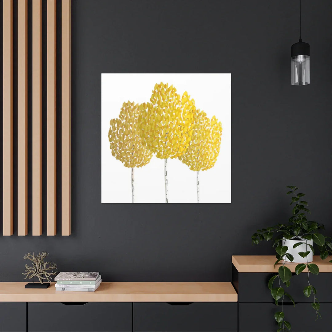 Fall Aspen Canvas - Stretched Cotton Canvas Art Print With Yellow Fall Foliage