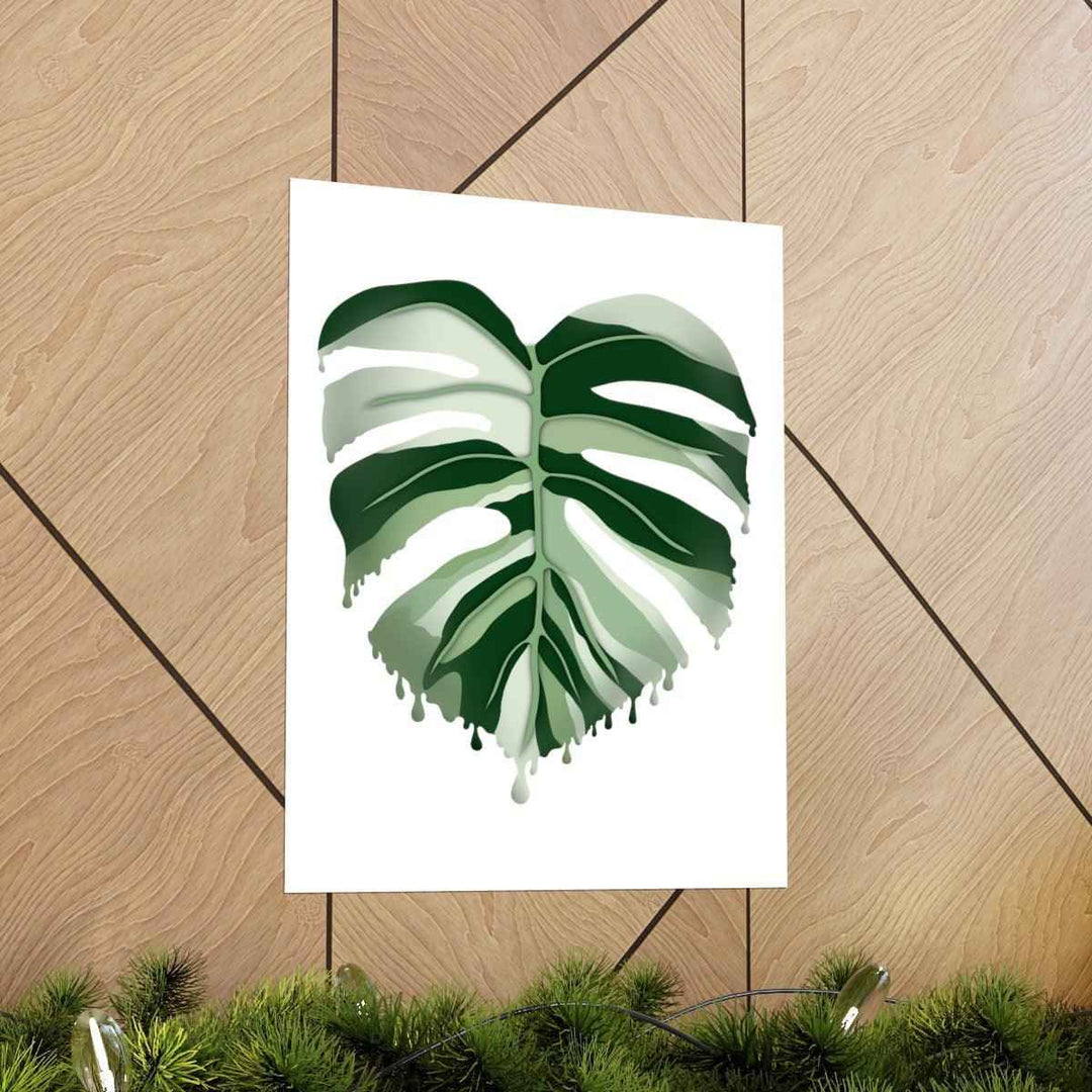 Melting Monstera Albo Print - Fine Art Poster | Botanical Wall Art on Matte Paper Unframed