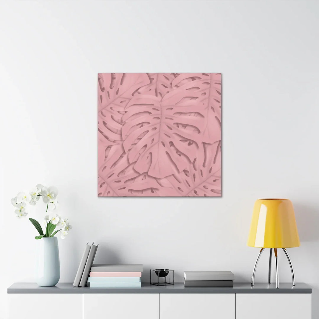 Monstera Canvas Art | Pink Wall Art - Botanical Wall Decor on Stretched Cotton Canvas Print