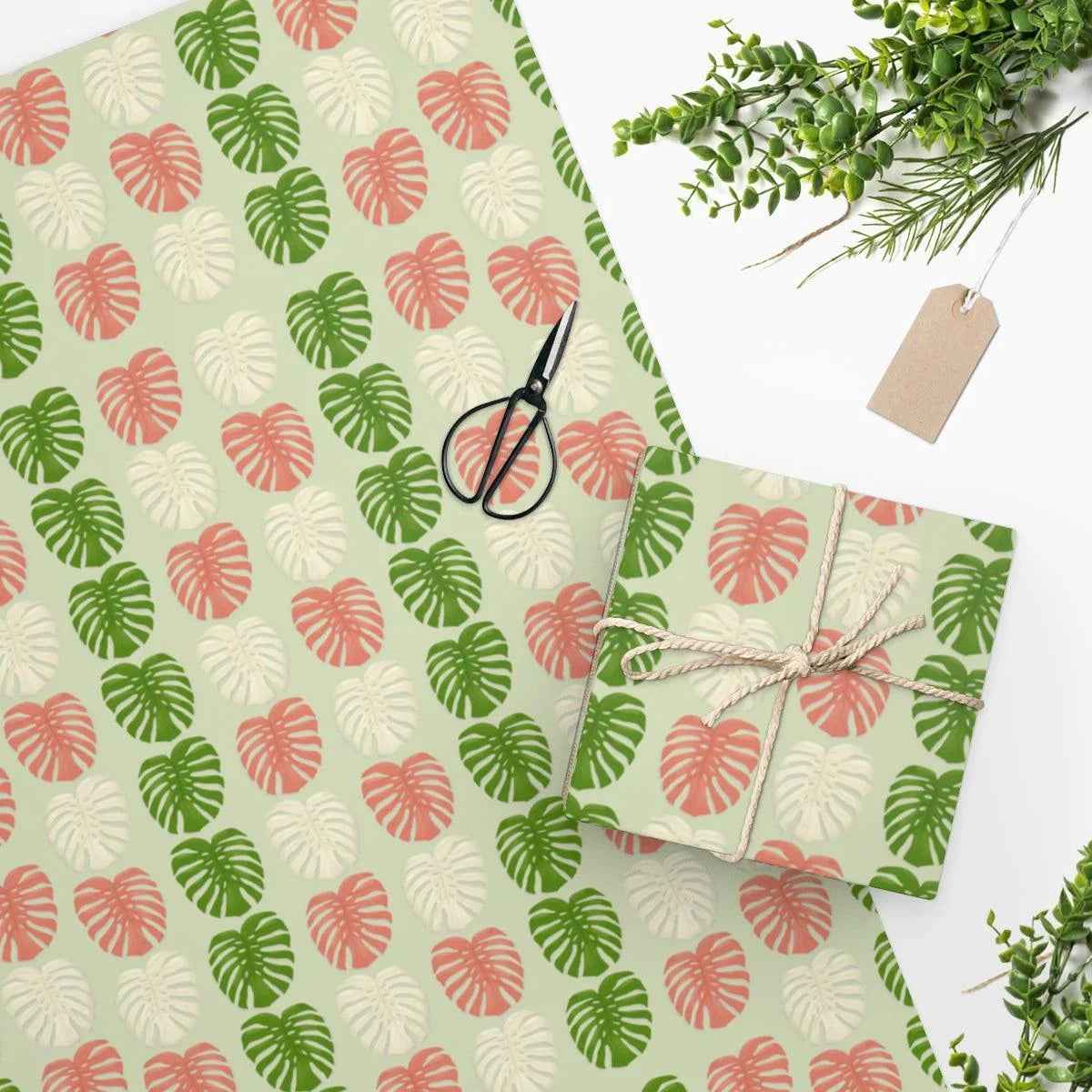 Monstera Deliciosa Wrapping Paper – Tropical Leaf Botanical Gift Wrap Sheets