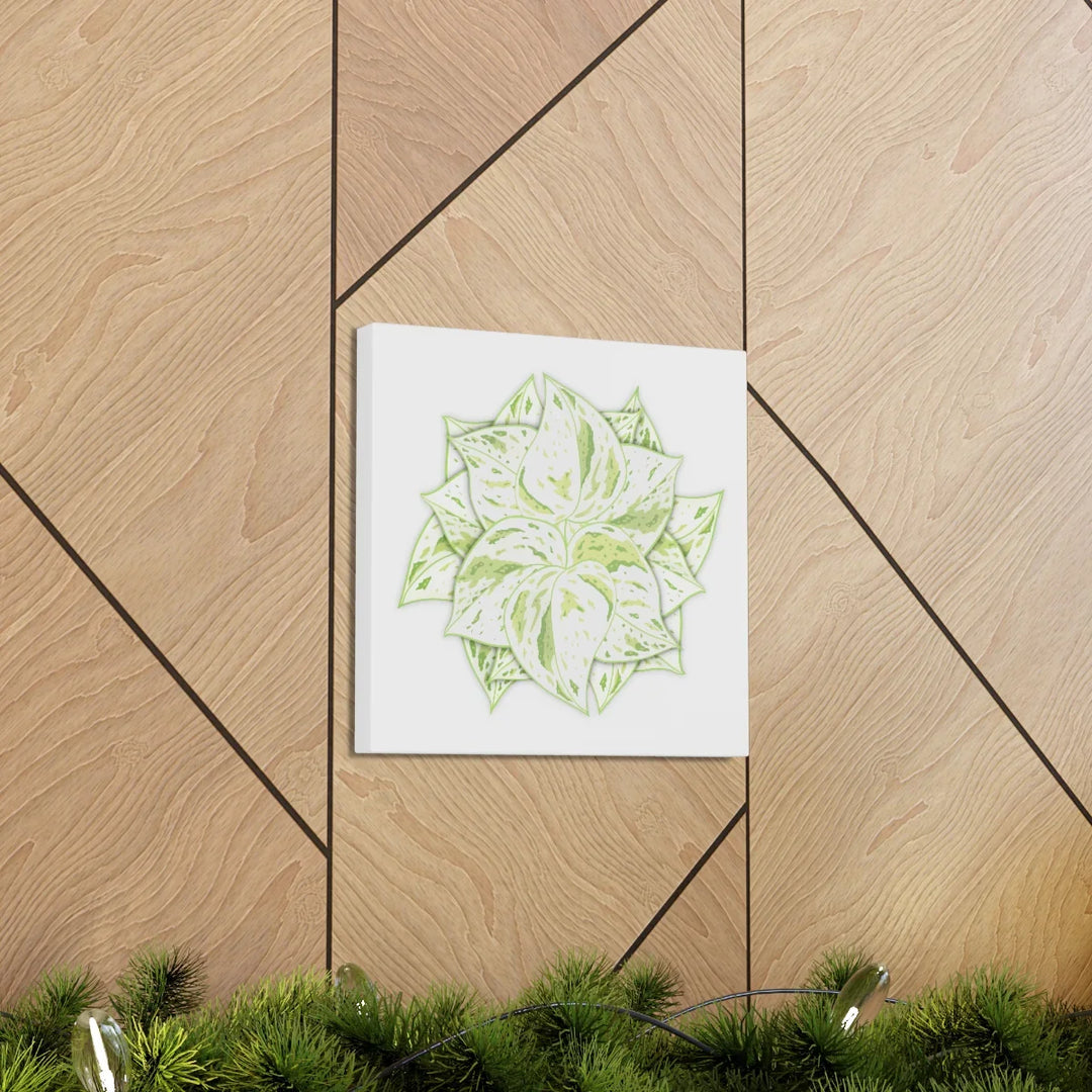 Snow Queen Pothos Canvas – Variegated Leaf Canvas Art Print | Durable Cotton - Laura Christine Photography & Design