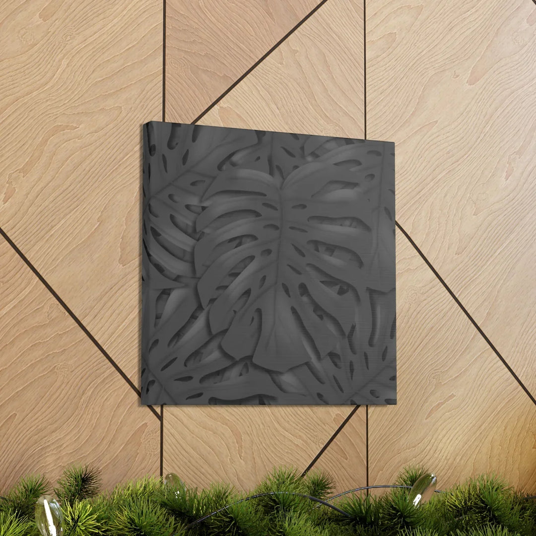 Monstera Canvas Art – Charcoal Leaf Canvas Art Print | Durable Matte Cotton Wall Decor