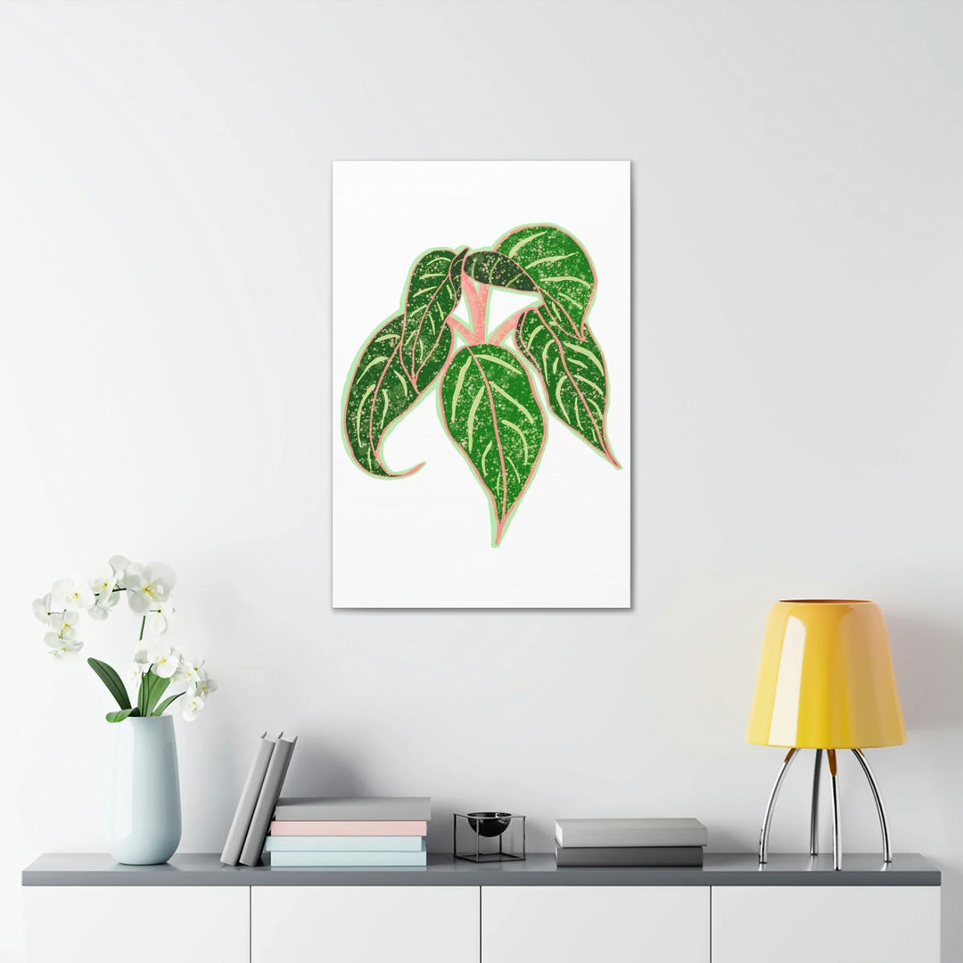 Aglaonema Plant Canvas | Sparkling Plant Artwork - Colorfast Canvas Art Print Decor