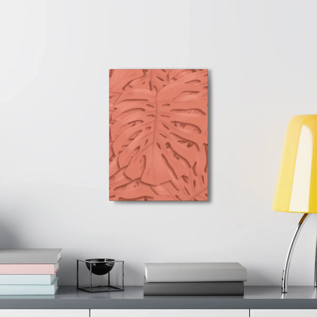 Coral Monstera Canvas - Botanical Canvas Art Print With Matte Finish & Durable Cotton