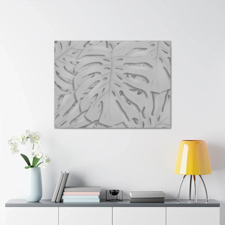 Monstera Canvas Art | Gray Canvas Print - Stretched Cotton Art Print for Indoor Wall Decor