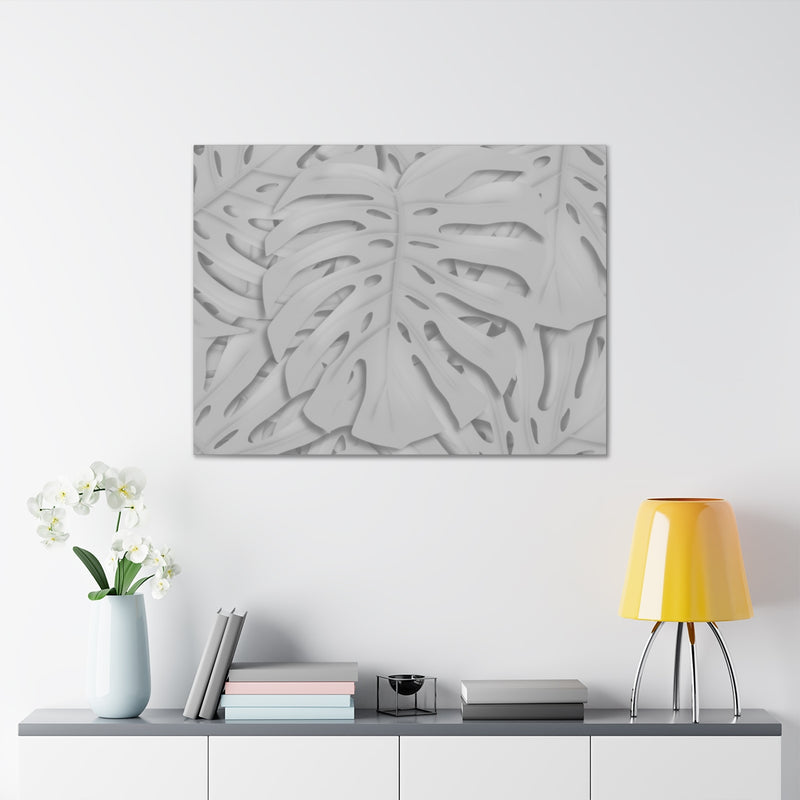 Soft Gray Monstera Canvas