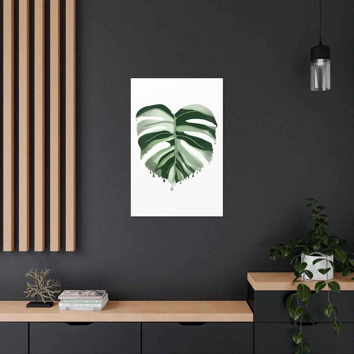 Melting Monstera Albo Canvas | Large Botanical Canvas Art Print With Matte Finish
