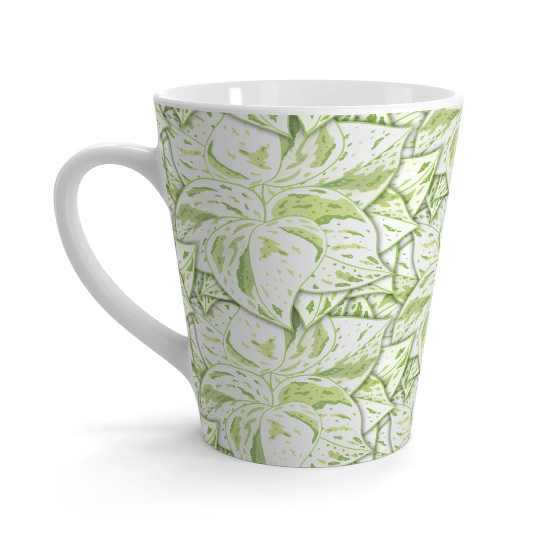 Snow Queen Pothos Mug – 12 Oz White Ceramic Coffee Cup With Glossy Finish