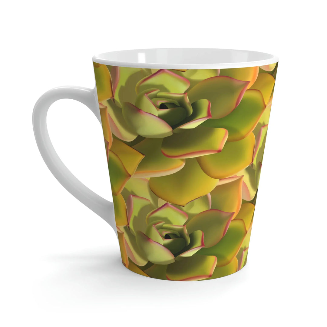 Succulent Pattern Mug – Durable Ceramic Coffee Cup With Easy Grip Handle