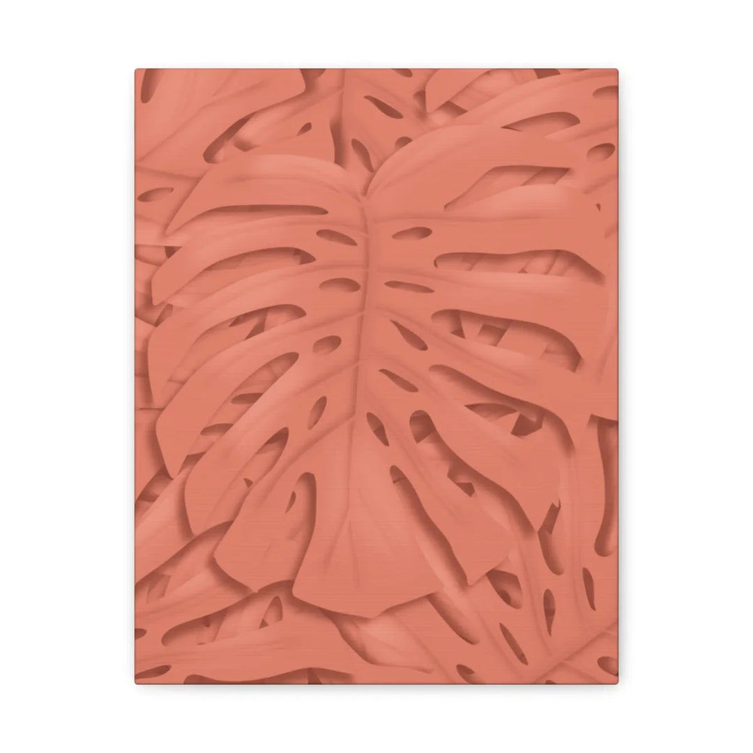 Coral Monstera Canvas - Botanical Canvas Art Print With Matte Finish & Durable Cotton