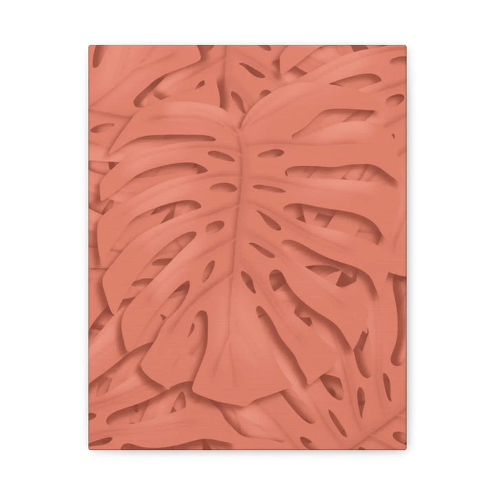 Coral Monstera Canvas - Botanical Canvas Art Print With Matte Finish & Durable Cotton