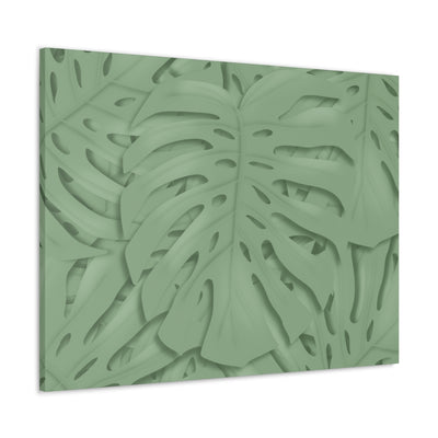 Deep Sage Monstera Canvas