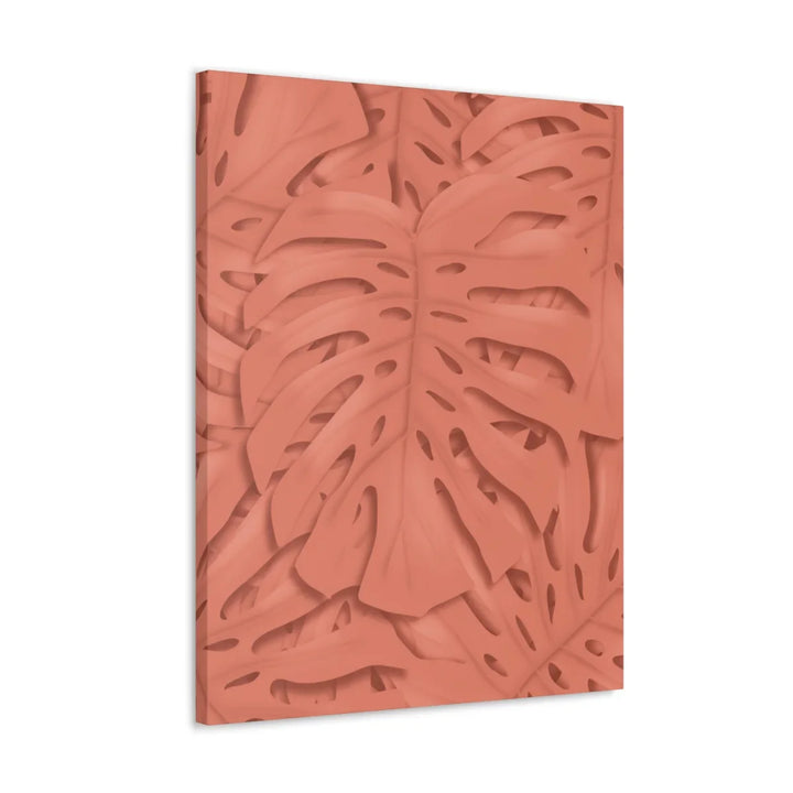 Coral Monstera Canvas - Botanical Canvas Art Print With Matte Finish & Durable Cotton