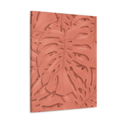 Coral Monstera Canvas