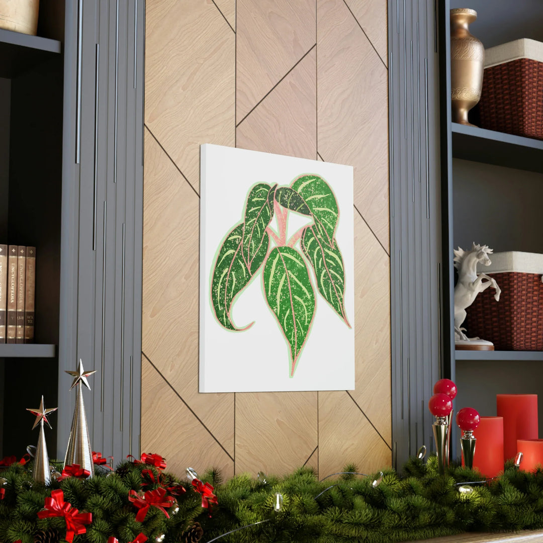 Aglaonema Plant Canvas | Sparkling Plant Artwork - Colorfast Canvas Art Print Decor